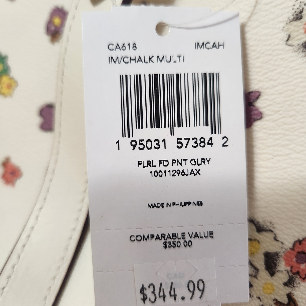 Coach Floral Print White Tote Bag - Picture 3 of 5